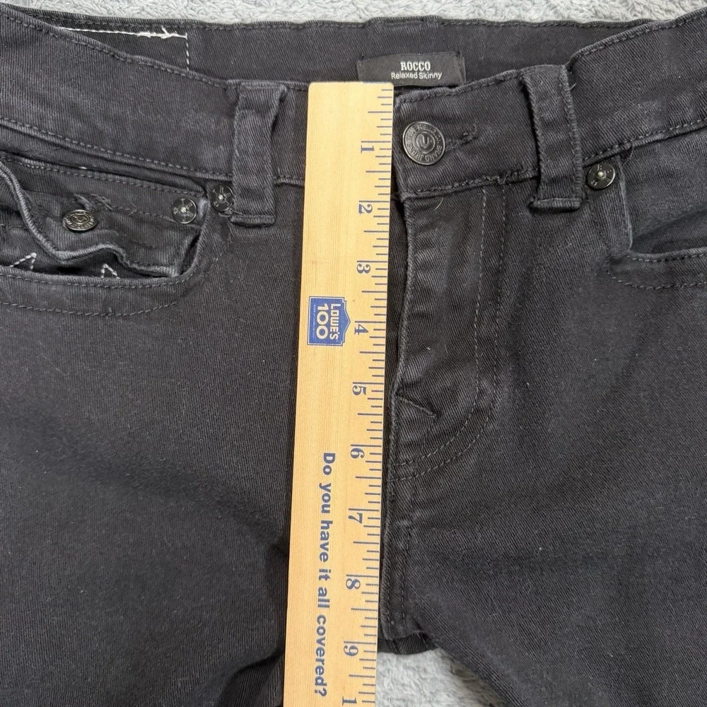True Religion Rocco Jeans Mens 30x30 Relaxed Skinny Fit Black Denim Flap Pockets